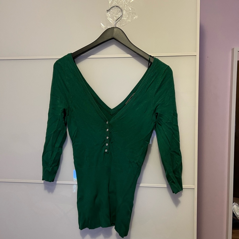 Guess Low Cut V Neck Top